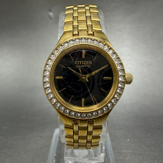 Citizen Watch Women 21mm Black Dial Gold Tone Round 5930-S067162 New Battery ABC0