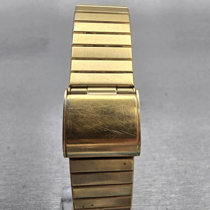 Bulova Tank Watch Men 27mm Black Dial Gold Tone Rectangle 92N76 New Battery VTG7