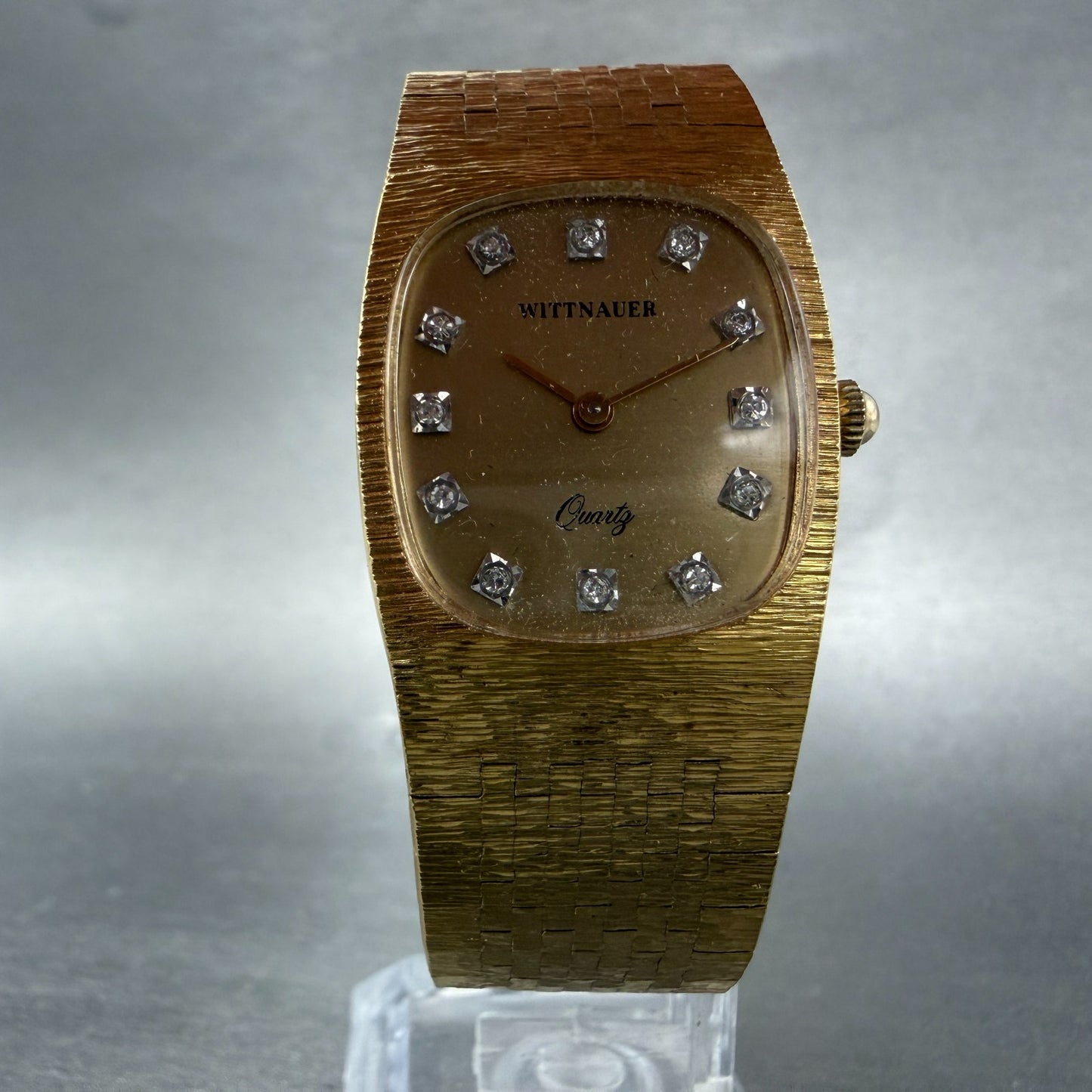 Wittnauer Watch Women 24mm Gold Dial Gold Tone Oval Diamond Markers New Battery5
