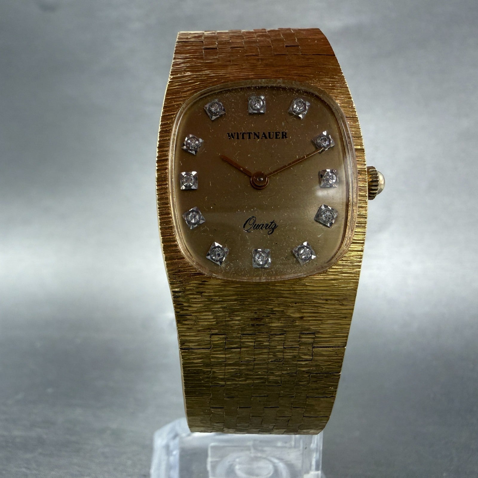 Wittnauer Watch Women 24mm Gold Dial Gold Tone Oval Diamond Markers New Battery5