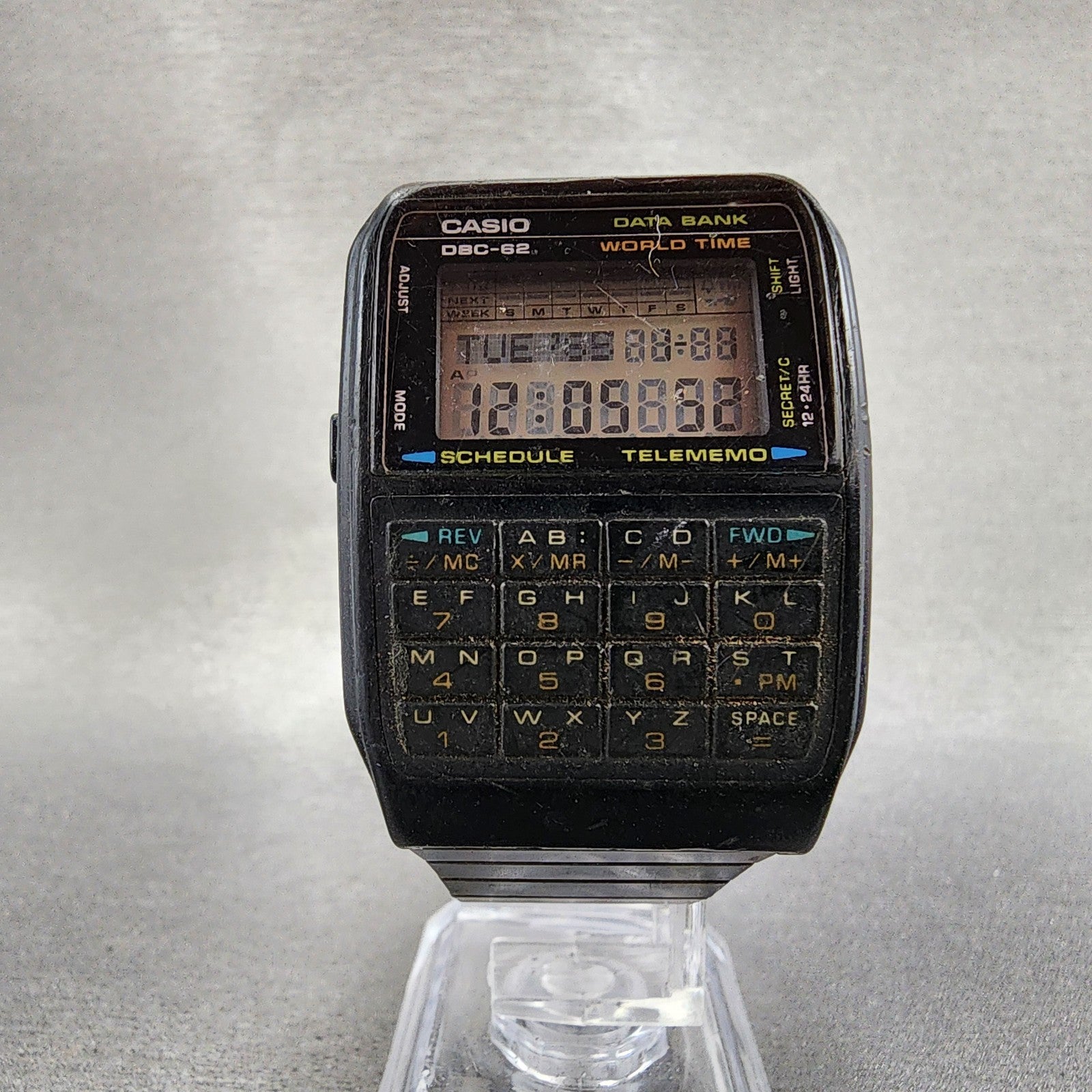 Casio Calculator Watch Men 33mm Digital Black Tone Alarm Chrono DBC62  New Batt5