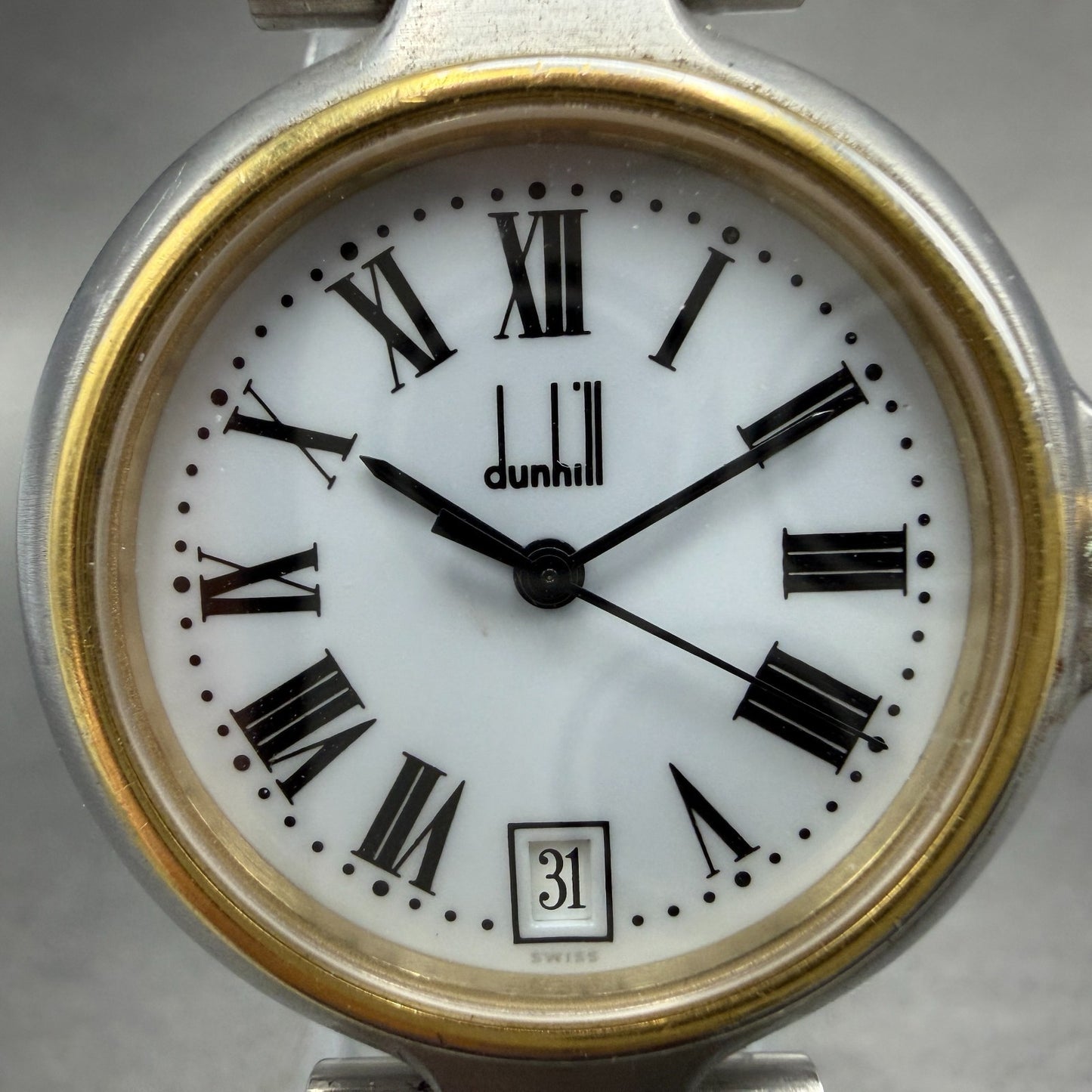 Dunhill Millennium Watch Men 32mm White Dial Two Tone Date Round New Battery1