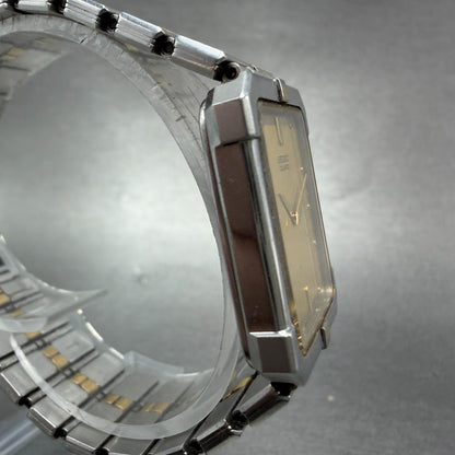 Seiko Tank Watch Men 24mm Champagne Dial Two Tone 5P30-5130 Rectangle PARTS4