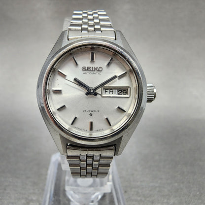 Seiko Automatic Watch Women 24mm Silver Dial Silver Tone Daydate 2706-0290 Runs