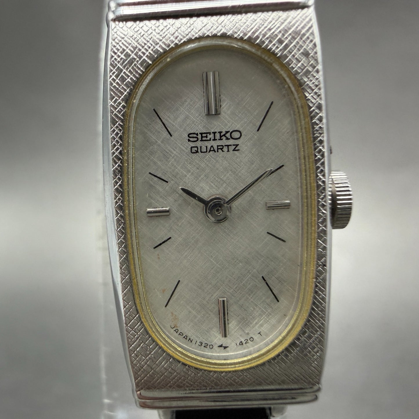 Seiko Tank Watch Women 13mm Silver Dial Silver Tone 1320-6069 New Battery VTG1
