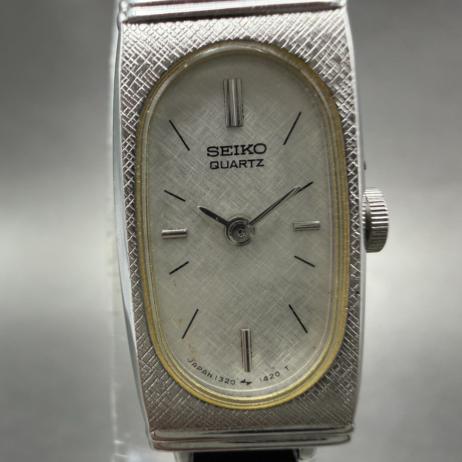 Seiko Tank Watch Women 13mm Silver Dial Silver Tone 1320-6069 New Battery VTG1