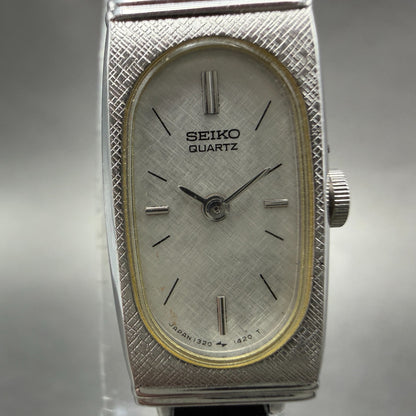 Seiko Tank Watch Women 13mm Silver Dial Silver Tone 1320-6069 New Battery VTG1