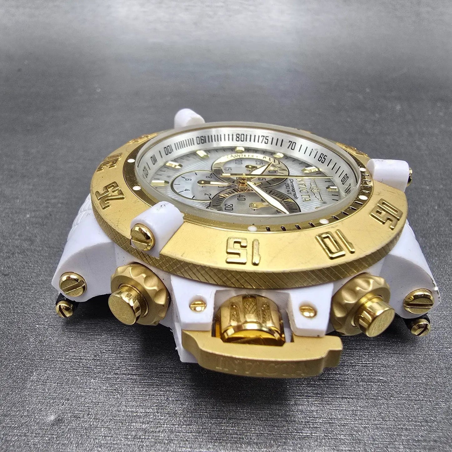 Invicta Sub Aqua Noma II Chronograph Watch Men 50mm Skeleton Dial White Tone Run5