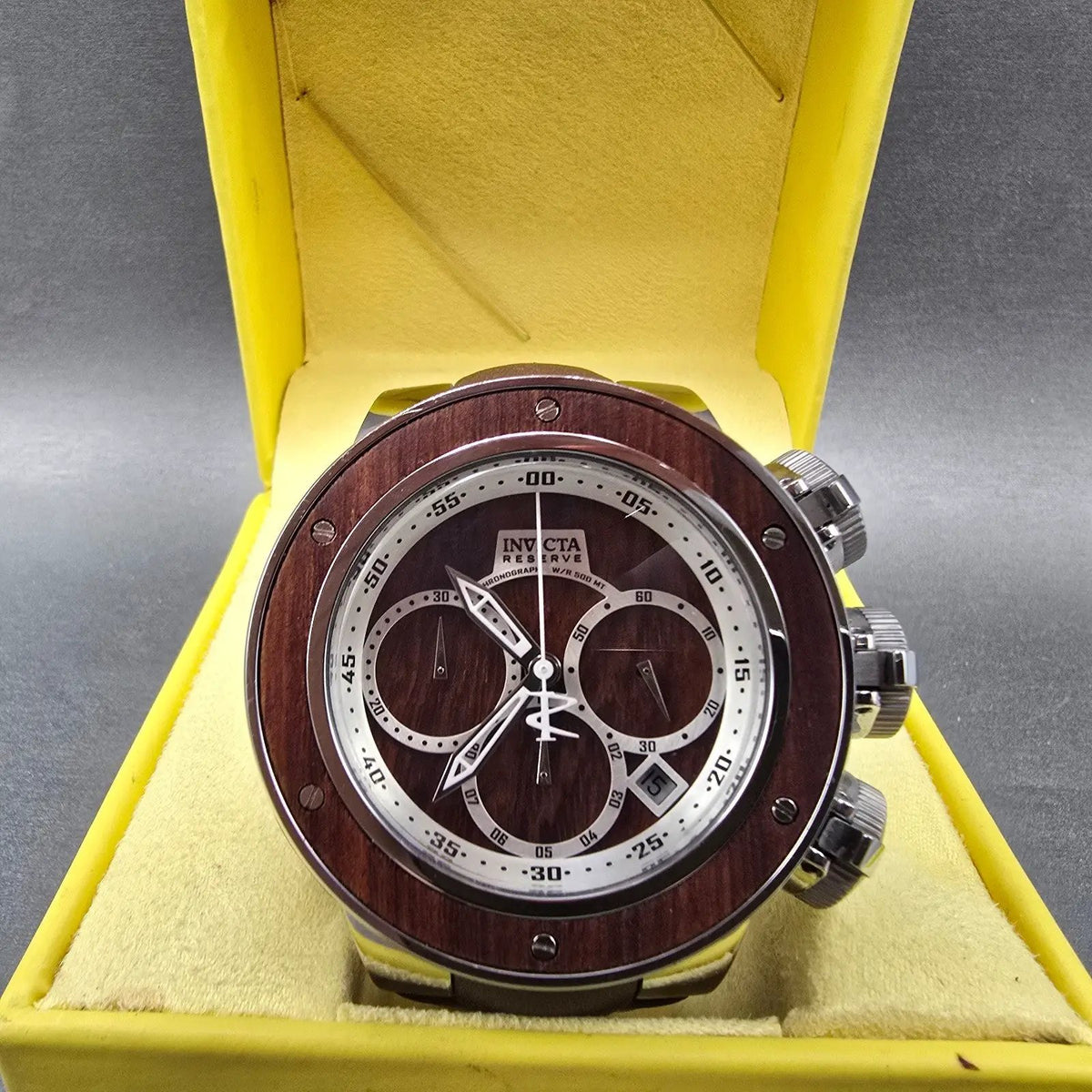 Invicta Reserve Subaqua Sea Dragon Watch Men 52mm Wood Dial Steel New Batt 229380