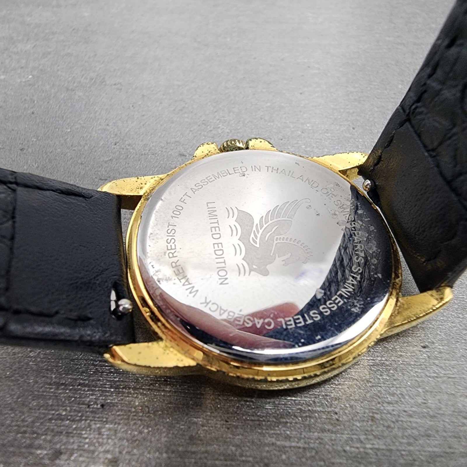 Tourneau Watch Women 30mm Gold Dial Gold Tone Round Pegasus New Battery9