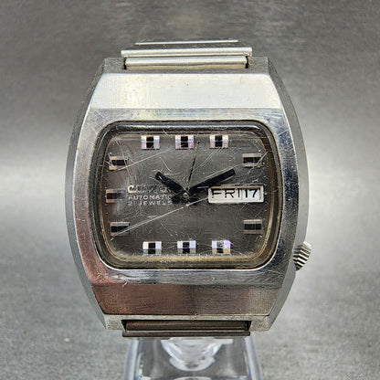 VTG Citizen Automatic Watch Men 36mm Silver Dial Steel Daydate Rectangle READ!!!