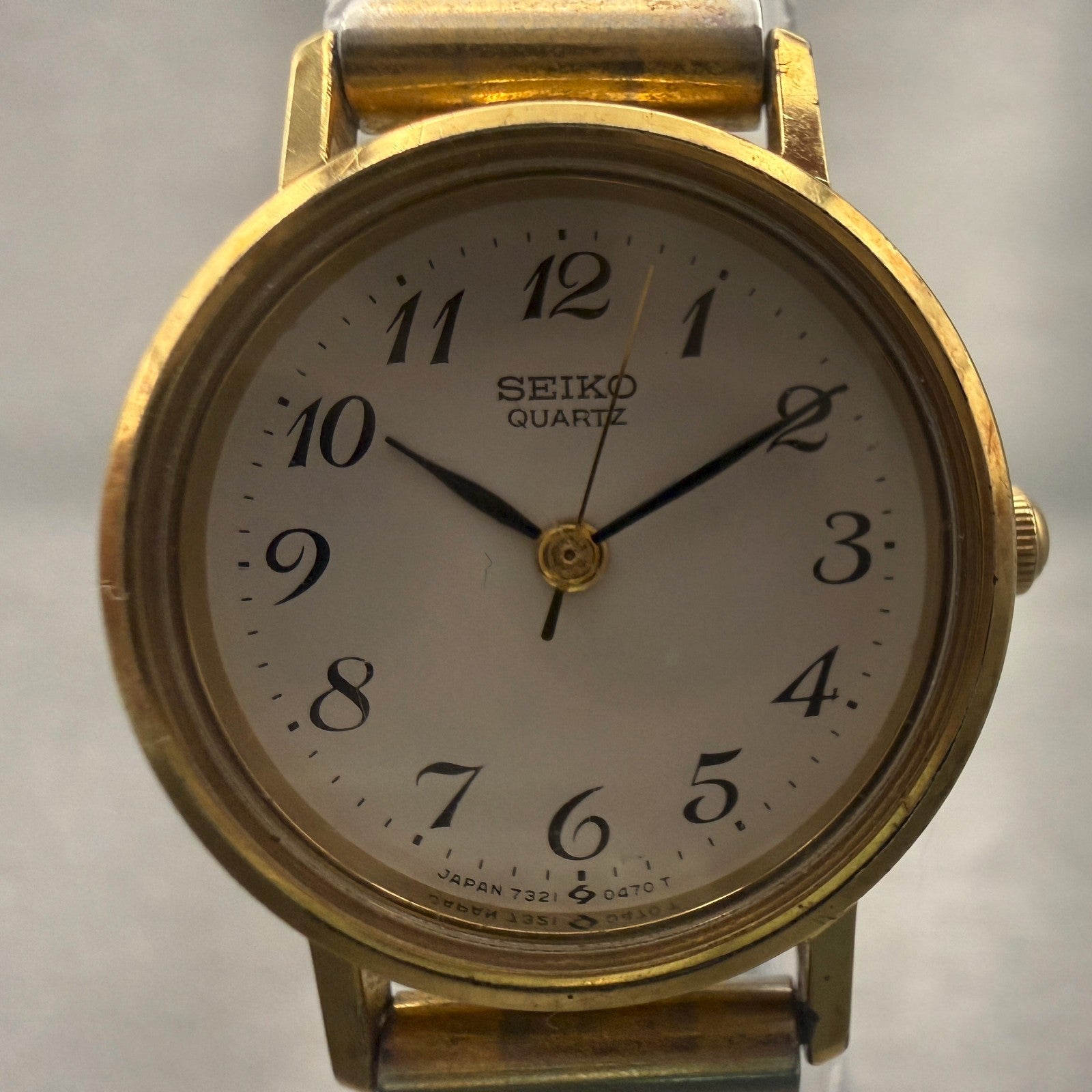 Seiko Watch Women 22mm White Dial Gold Tone Round 7321-0100 New Battery1