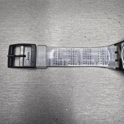 Swatch IT'S HERE Watch Women Black Dial Black Case Daydate GB741 New Battery11