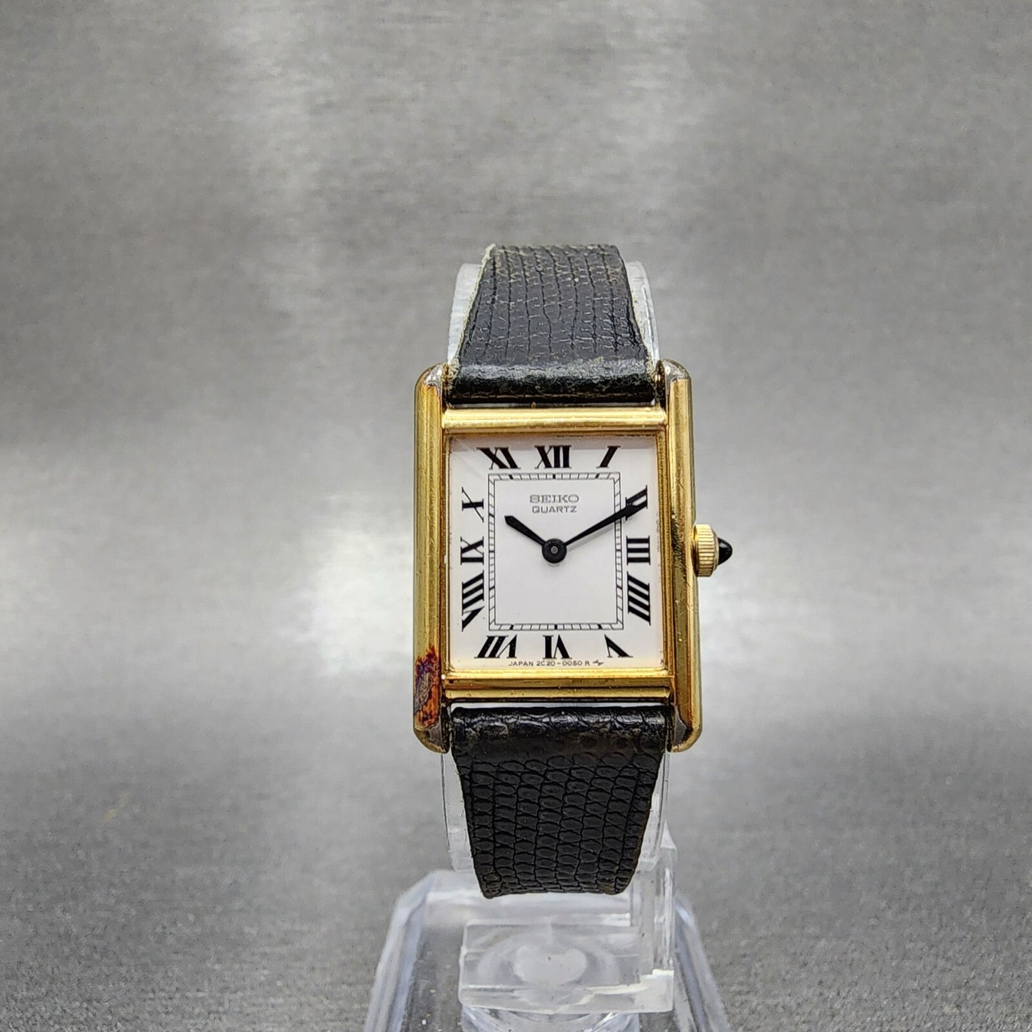 Seiko Tank Watch Women 18mm White Dial Gold Tone 2c205019 New Battery5