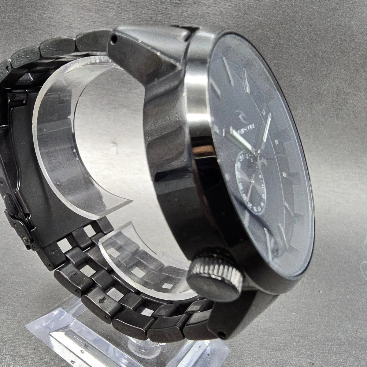 Rip Curl Detroit Watch Men 50mm Black Dial Black Tone Date Round New Battery3