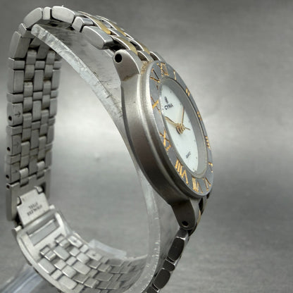 Cyma Watch Women 25mm White MOP Dial Two Tone Round 002 New Battery3