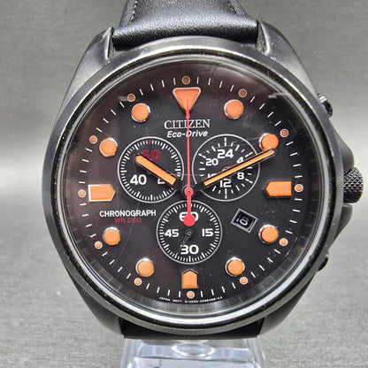 Citizen Eco-Drive Chronograph Watch Men 44mm Black Dial Black Date Round Runs0