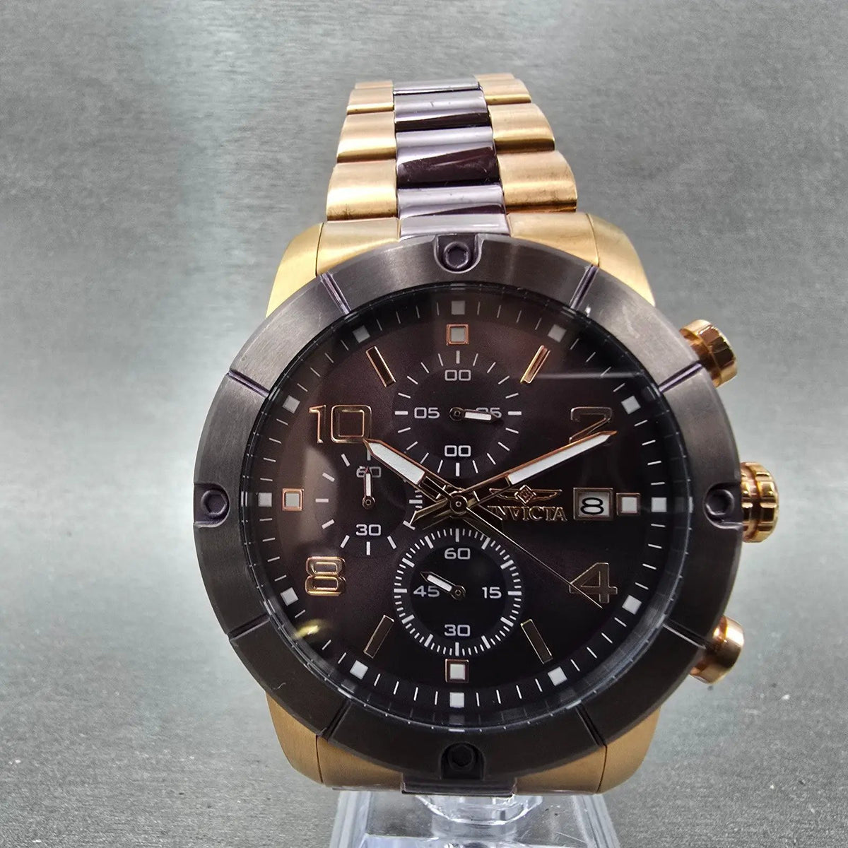 Invicta Specialty Chronograph Watch Men 45mm Purple Dial Rose Gold Tone New Bat5