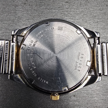 Seiko Watch Men 36mm Silver Dial Two Tone Round 7N43-9048 New Battery READ!!!!!!10