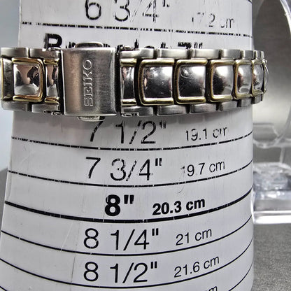 Seiko Solar Watch Women 31mm MOP Dial Two Tone Date Round V137-0CA0 Runs10