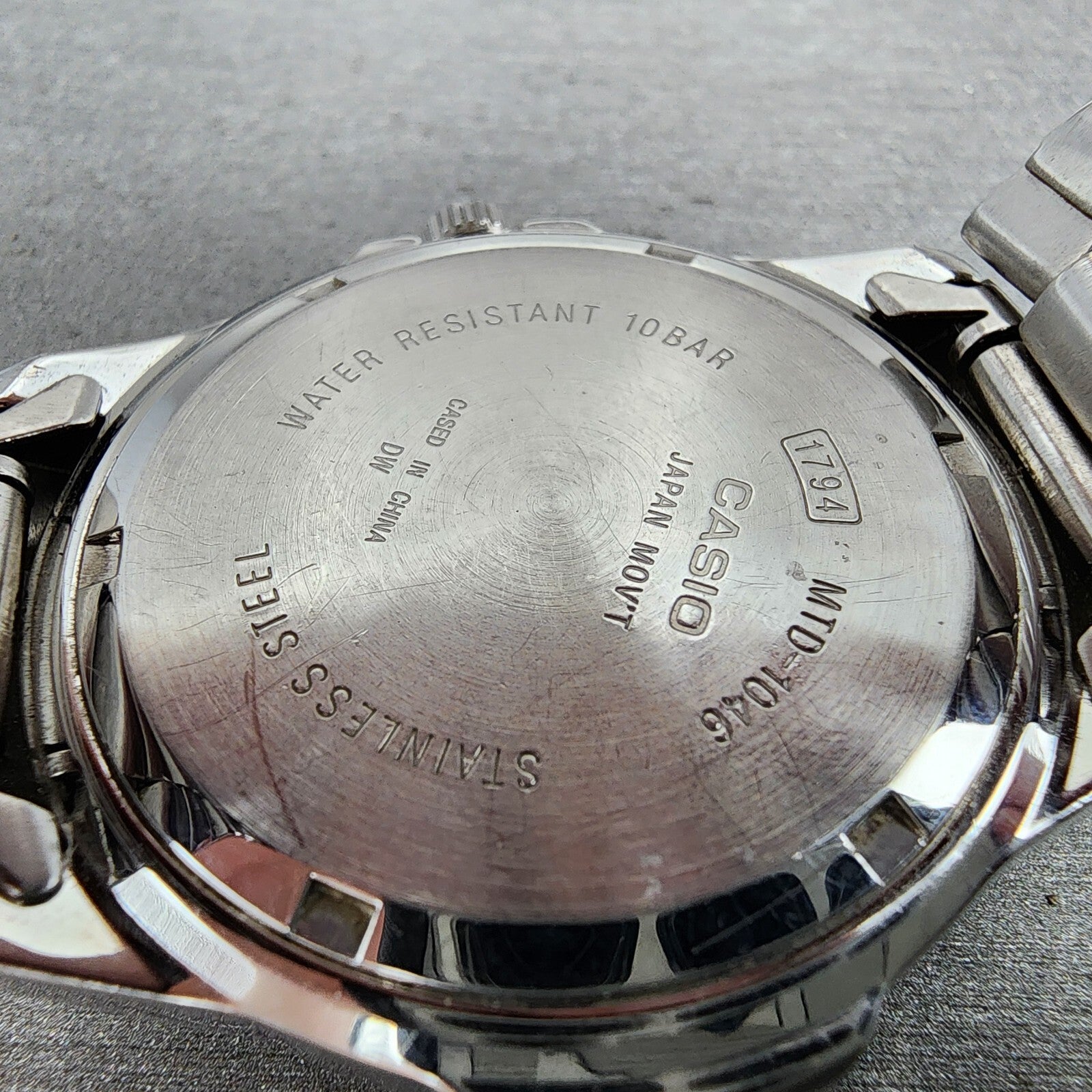 Casio MTD1046 Watch Men 38mm Silver Dial Steel Daydate Round READ!!!!! New Batt9