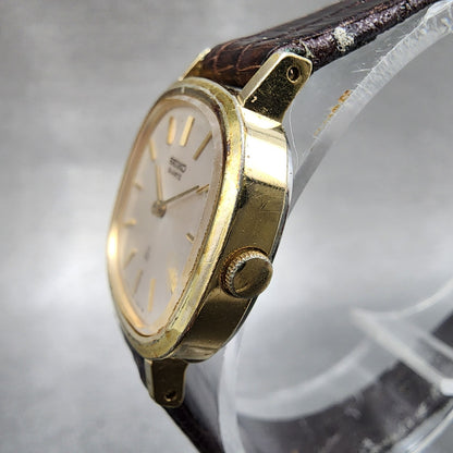 Seiko Watch Women 23mm Silver Dial Gold Tone Rectangle 23205660 New Battery2