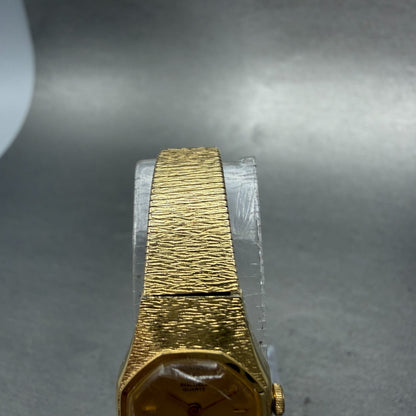 Seiko Watch Women 16mm Champagne Dial Gold Tone Octagon 2c20-6510 New Battery 494