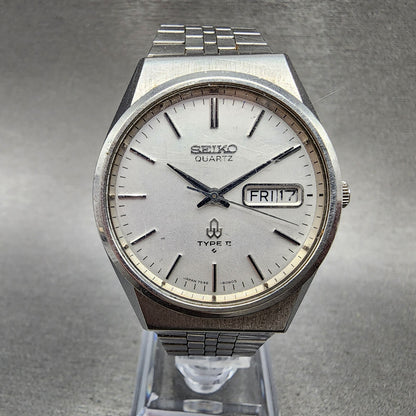 Seiko Type 2 Watch Men 35mm Silver Dial Steel Daydate Round 75468070 PARTS0