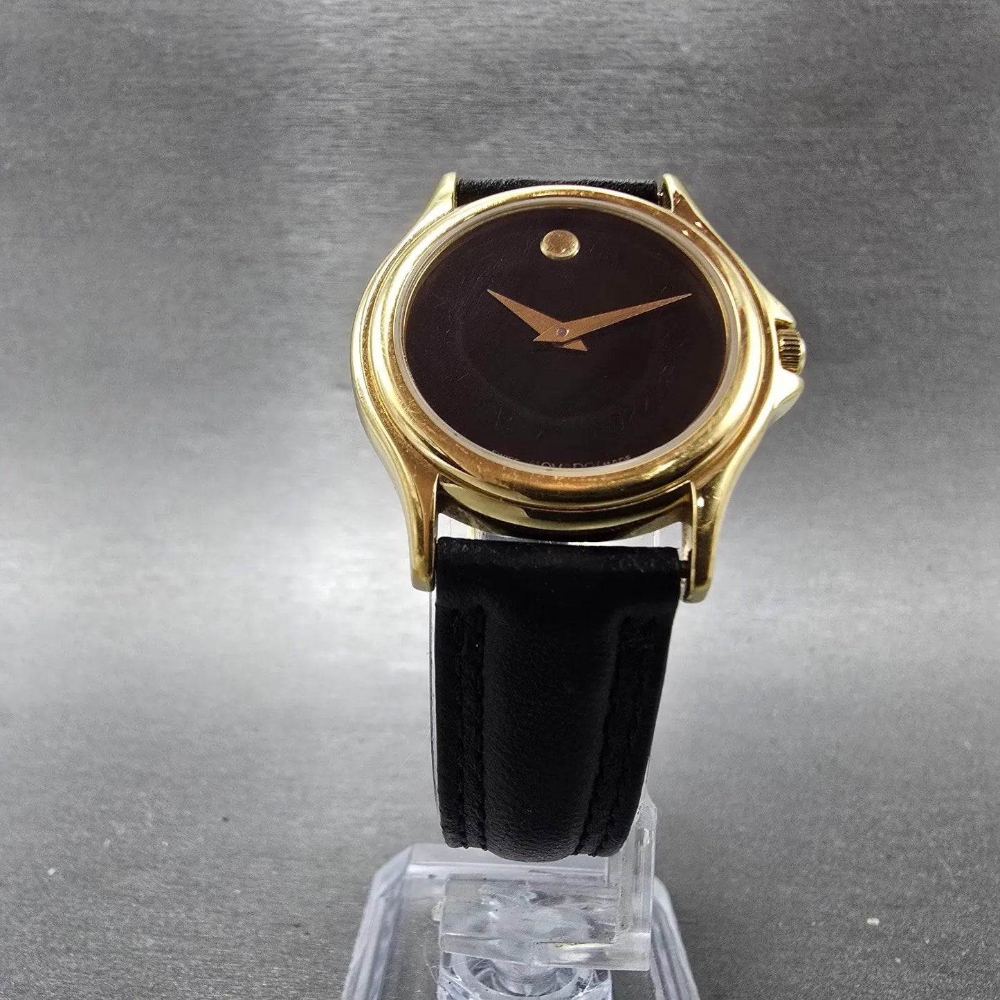 Movado Museum Watch Women 28mm Black Dial Gold Tone Round 87 E4 0823 PARTS6