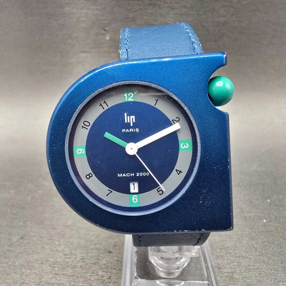 LIP Mach 2000 watch Men 42mm Blue Dial Blue Tone Date Asymmetrical New battery0