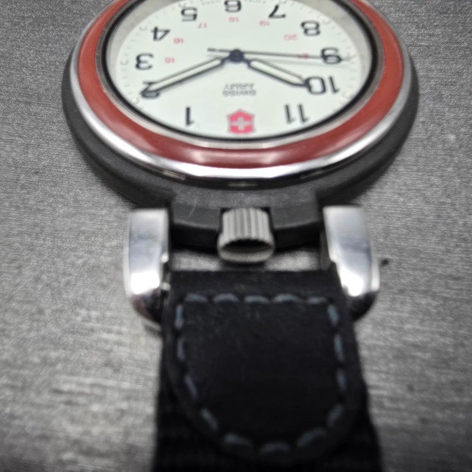 Victorinox Swiss Army Pocket Watch Men 48mm White Dial Black Tone 24723 New Batt5