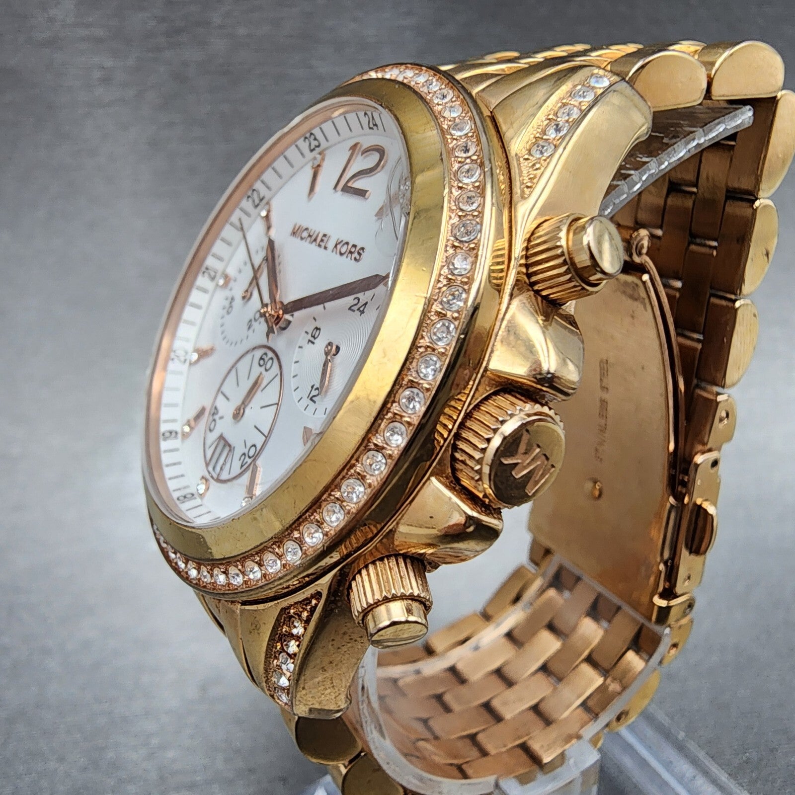 Michael Kors Pressley Chronograph Watch Women 40mm White Dial Rose Gold Date2