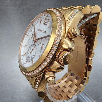 Michael Kors Pressley Chronograph Watch Women 40mm White Dial Rose Gold Date2