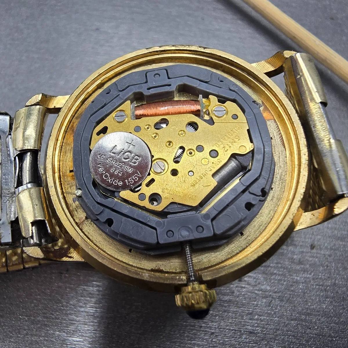 Jules Jurgensen Watch Men 30mm Champange Dial Gold Tone Date READ!! 6142 New Bat12