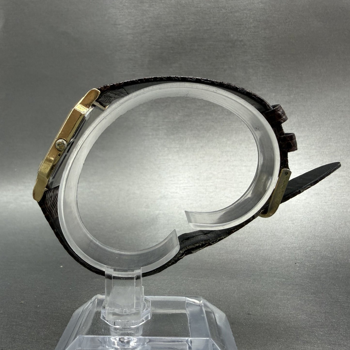 Seiko Tank Watch Men 26mm Brown Dial Gold Tone Hexagon 5P30-5079 PARTS7