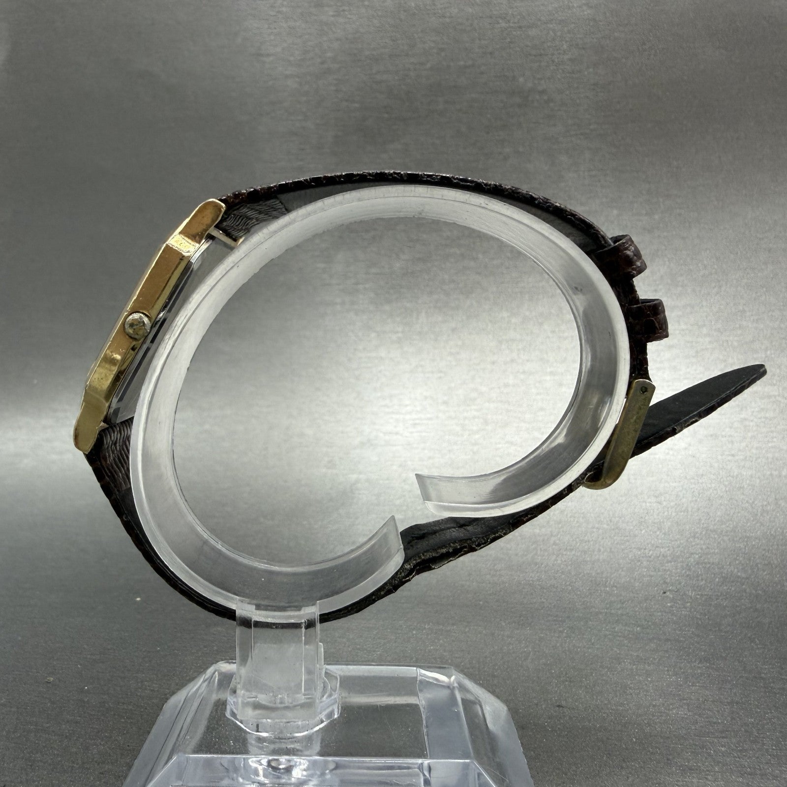 Seiko Tank Watch Men 26mm Brown Dial Gold Tone Hexagon 5P30-5079 PARTS7
