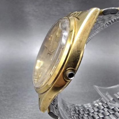 Seiko SQ Watch Men 34mm Gold Dial Gold Daydate 5H23 Movement 5H23-7009 JP PARTS3