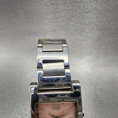 Casio Tank Watch Women 21mm Pink Dial Silver Tone Rectangle LTP1283 New Battery4