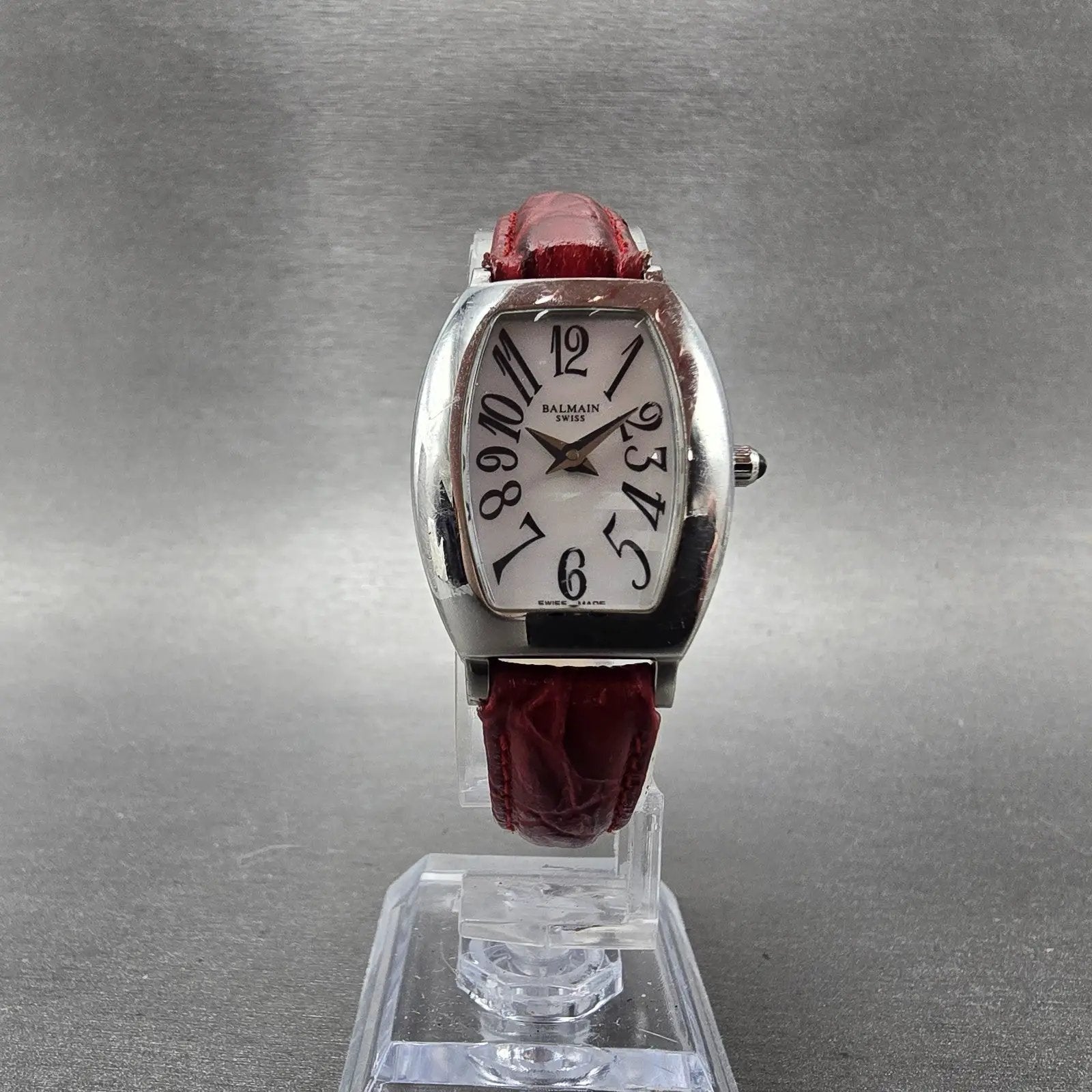 Balmain Watch Women 22mm MOP Dial Silver Tone Oval Leather 2491 New Battery5