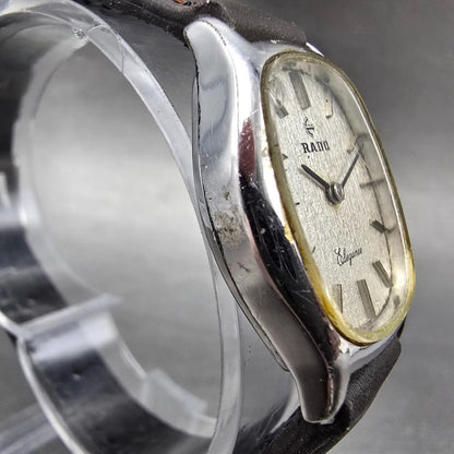 Rado Elegance Watch Women 23mm Silver Dial Silver Tone Oval Manual Wind Runs VTG3