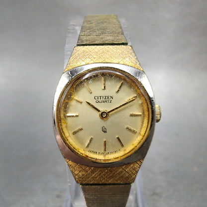 Citizen CQ Watch Women 18mm Cream Dial Gold Tone Round 4832779 New Battery0
