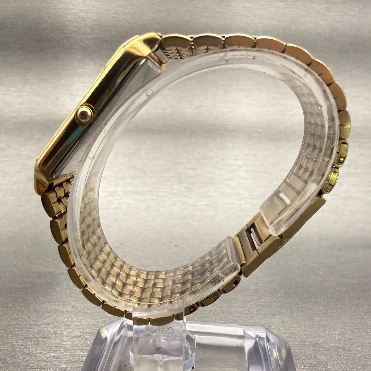 Seiko Tank Watch Men 27mm Black Dial Gold Tone Rectangle 5Y30-5189 New Battery6
