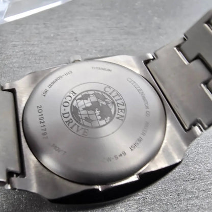 Citizen Eco-Drive Watch Men 38mm Black Dial Titanium Date E111-S049610 Runs9