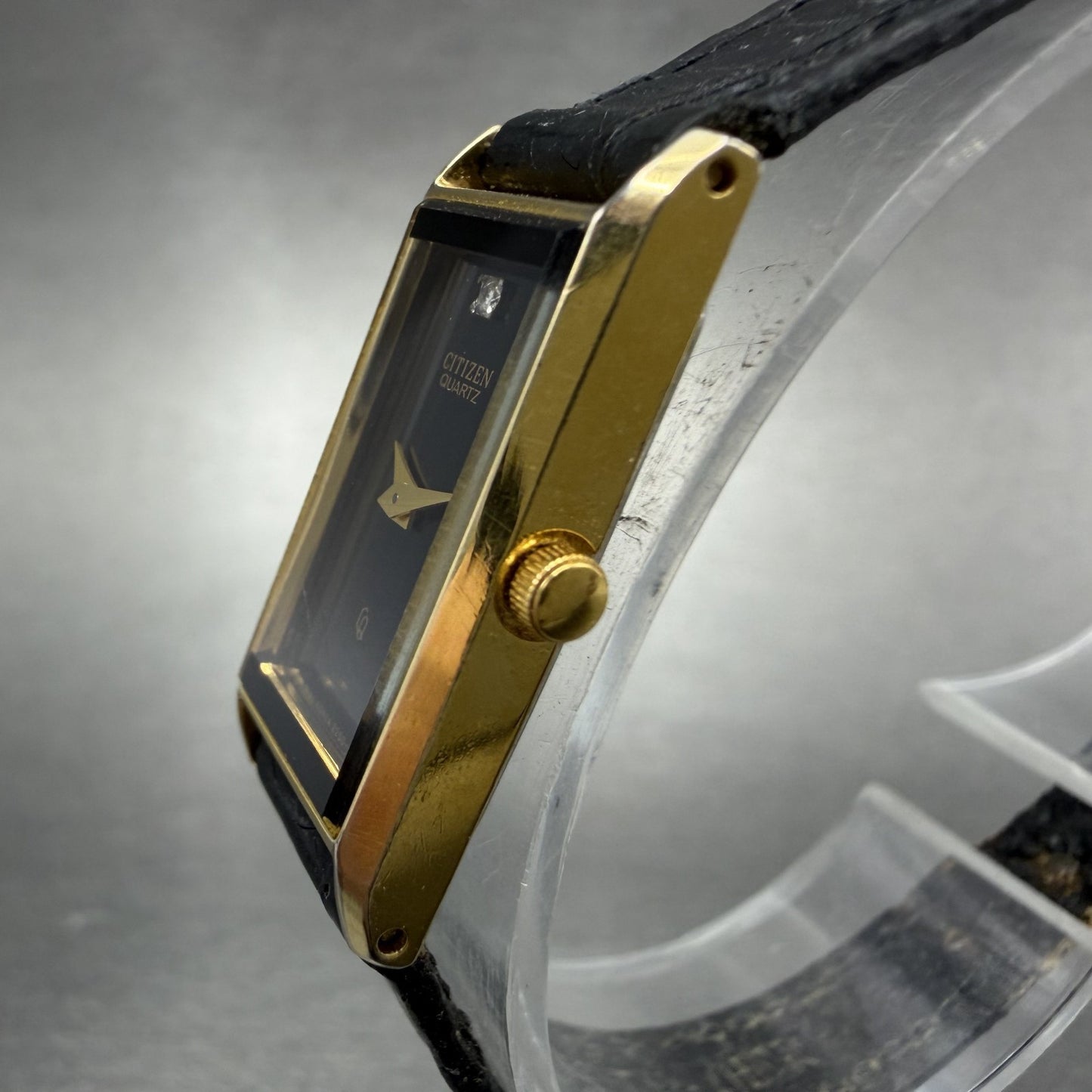Citizen CQ tank Watch Women 14mm Black Dial Gold Tone 2250-K00535 New Battery2