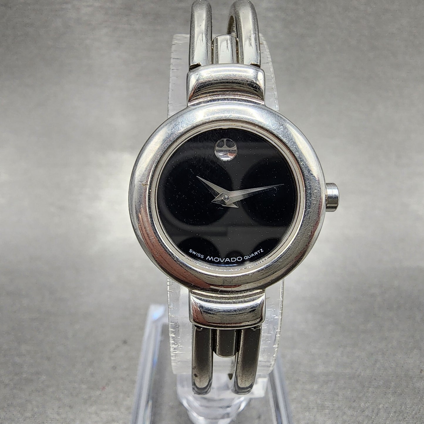 Movado Harmony Watch Women 23mm Black Dial Silver Tone 84.a1.809.a New Battery