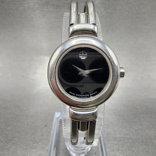 Movado Harmony Watch Women 23mm Black Dial Silver Tone 84.a1.809.a New Battery