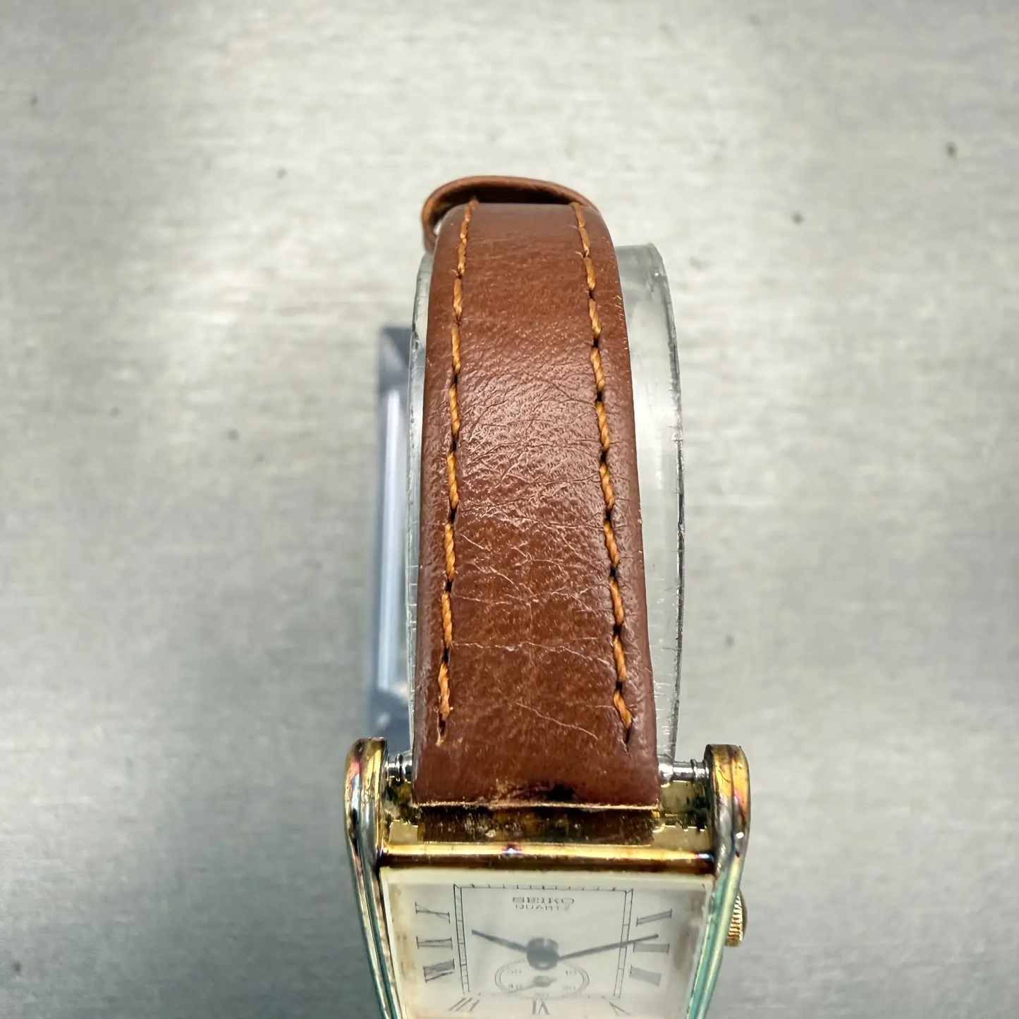Seiko Watch Women 20mm White Dial Gold Tone Rectangle 1428-5020 New Battery VTG4