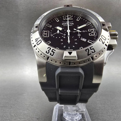 Invicta Excursion Sport Chronograph Watch Men 49mm Black Dial Steel READ! NewBat6
