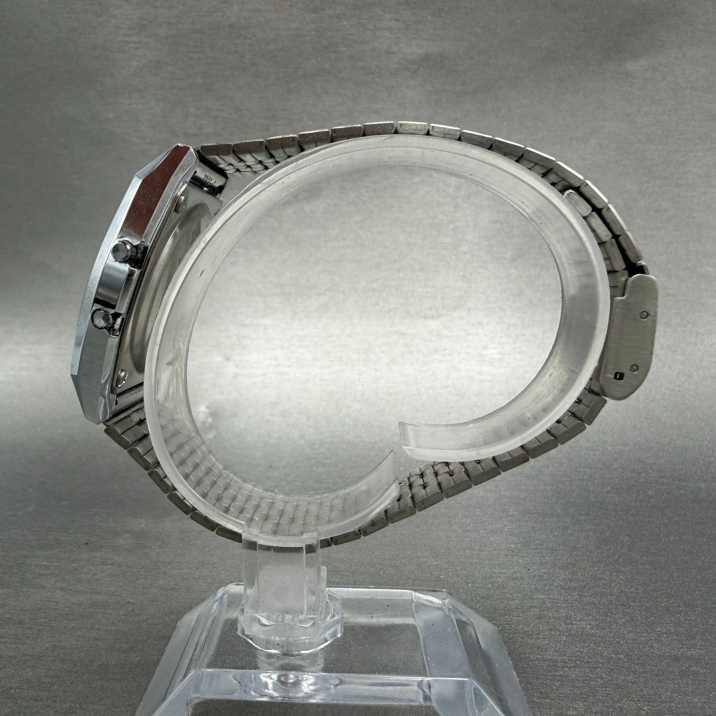 Casio B612 Watch Men 35mm Digital Black Dial Silver Tone Octagon New Battery VTG6