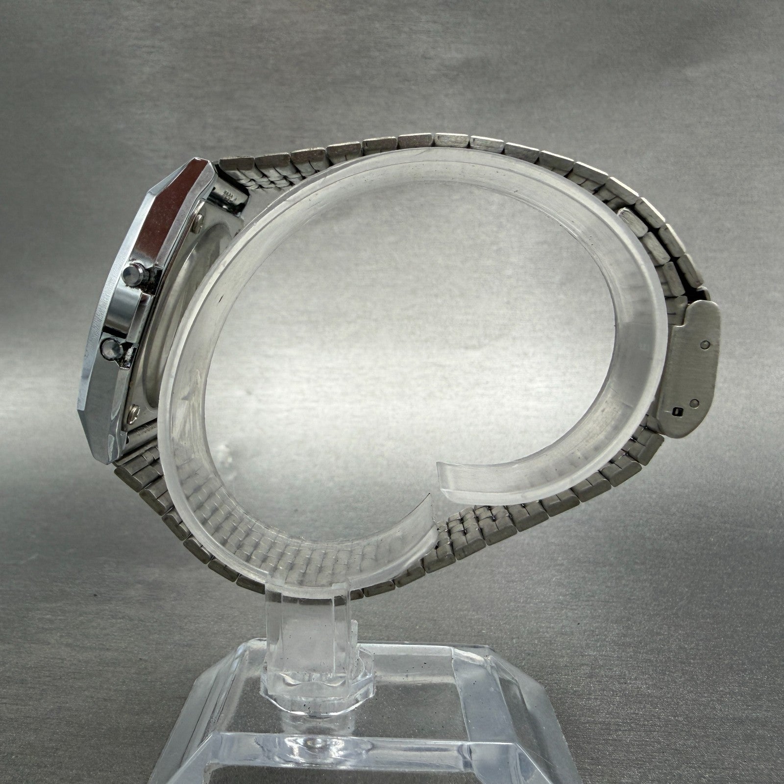 Casio B612 Watch Men 35mm Digital Black Dial Silver Tone Octagon New Battery VTG6